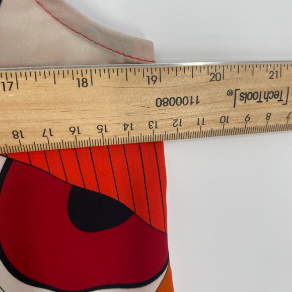 Chico’s Top Women’s Medium Red & Black Geometric Flowy Feminine - Picture 5 of 8